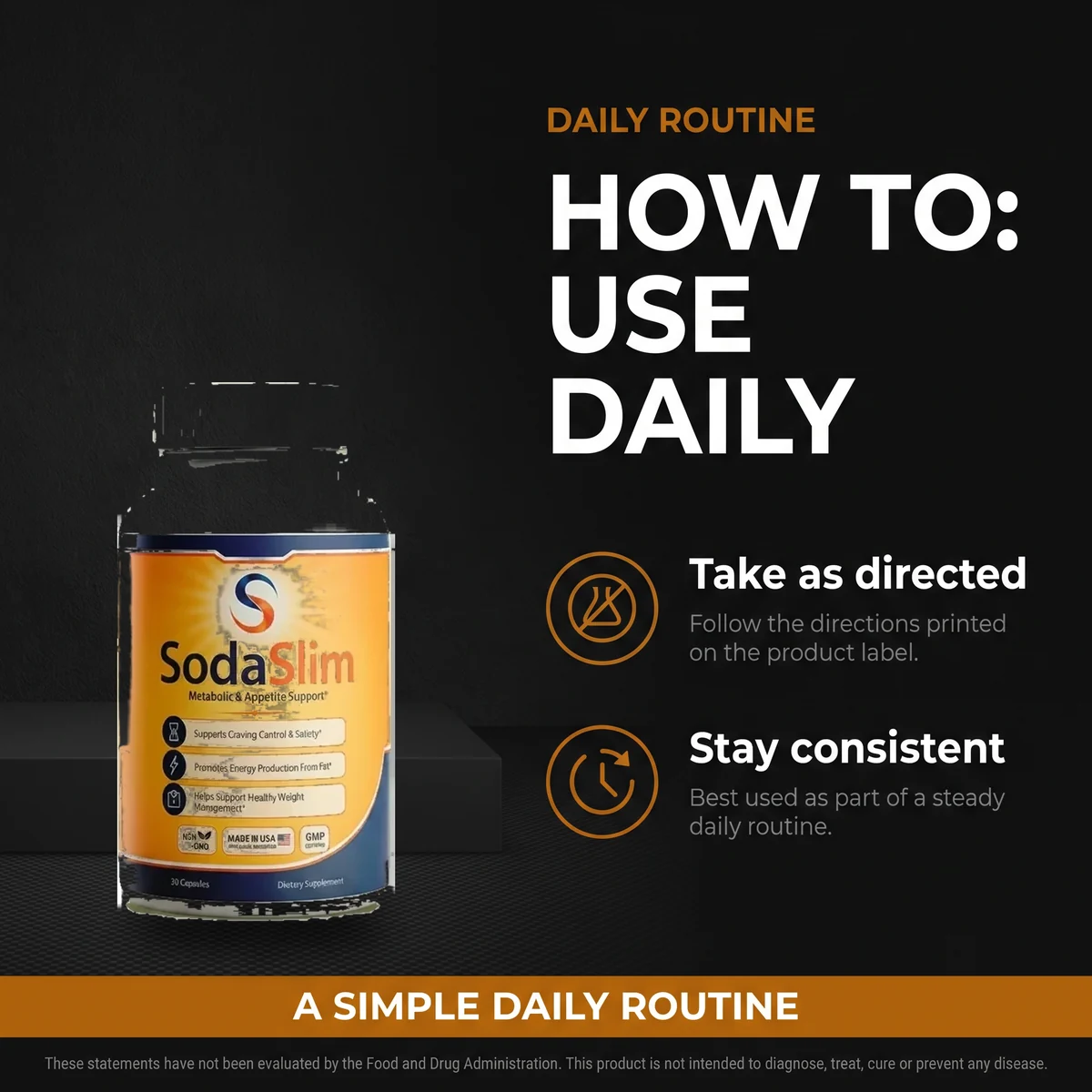 SodaSlim how to use, a simple daily routine listing graphic